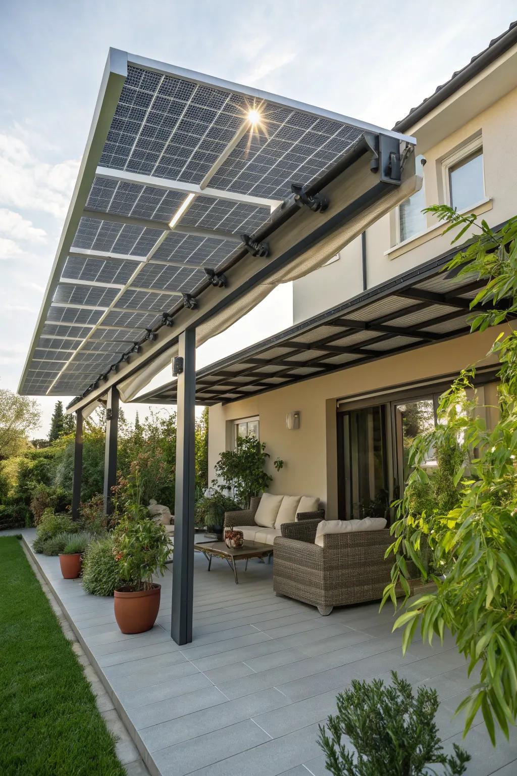 Accept sustainability through a solar-fueled awning.