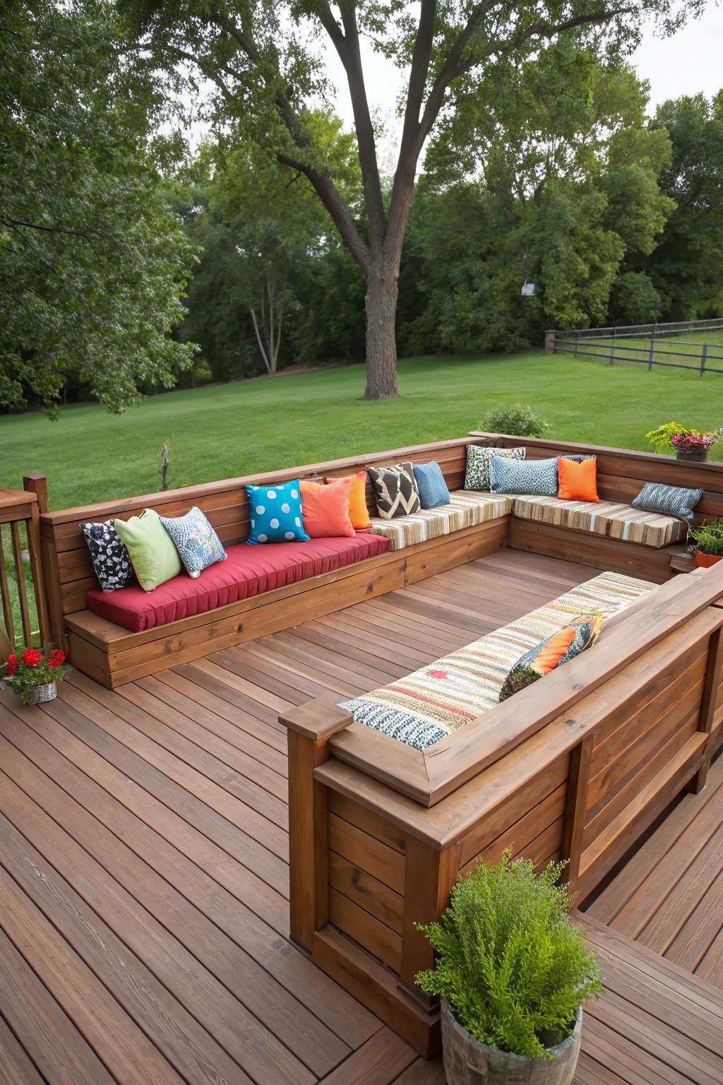 Integrated seating merges utility with flair seamlessly.