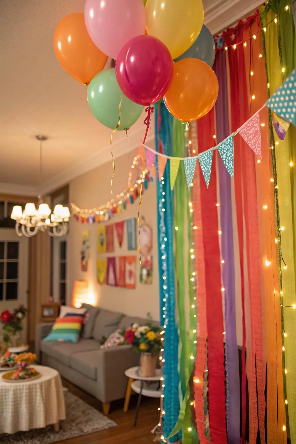 Infuse color and joy with vibrant streamers.
