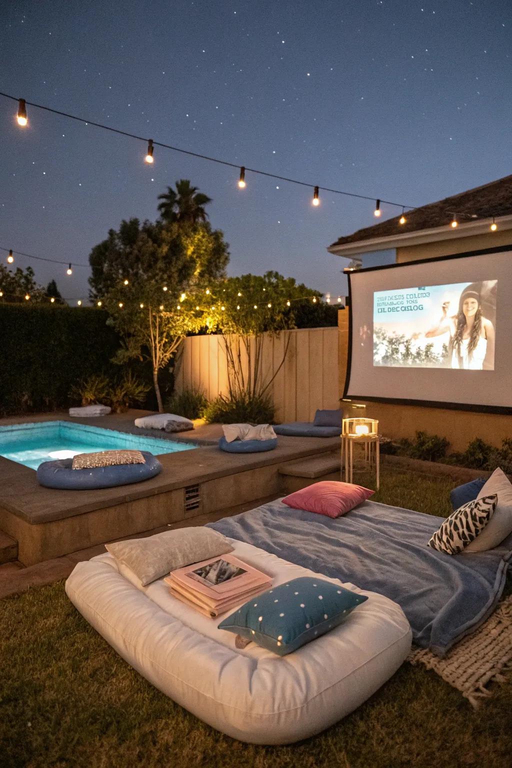 Inflatable pool loungers offer a quirky and fun seating option for your guests.