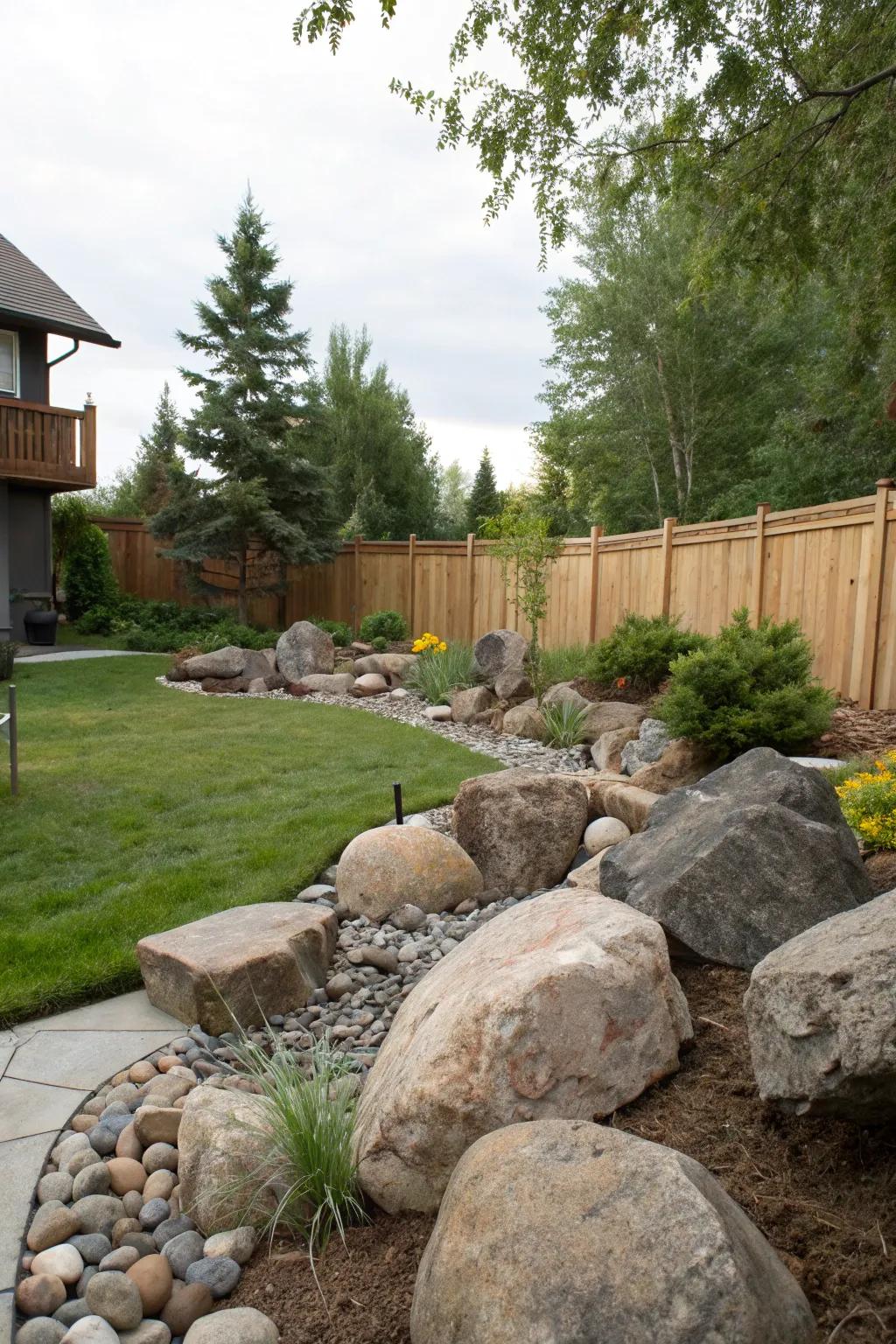 Stones and boulders grounding your garden with unspoiled allure.
