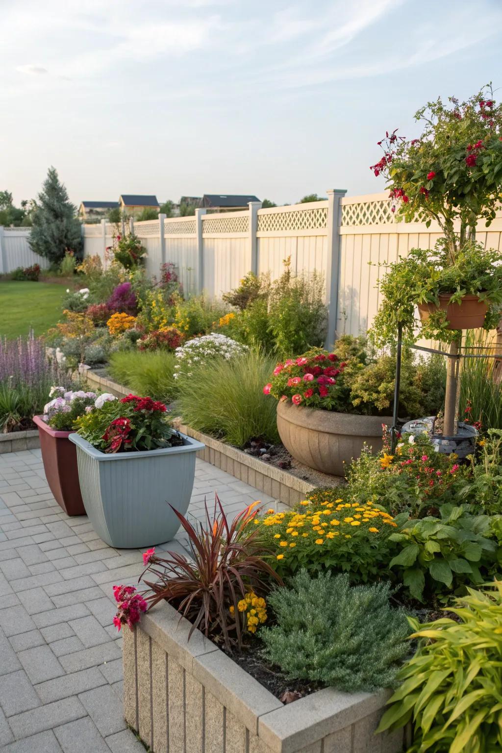 Flourishing greenery breathes vitality and color into your open-air space.