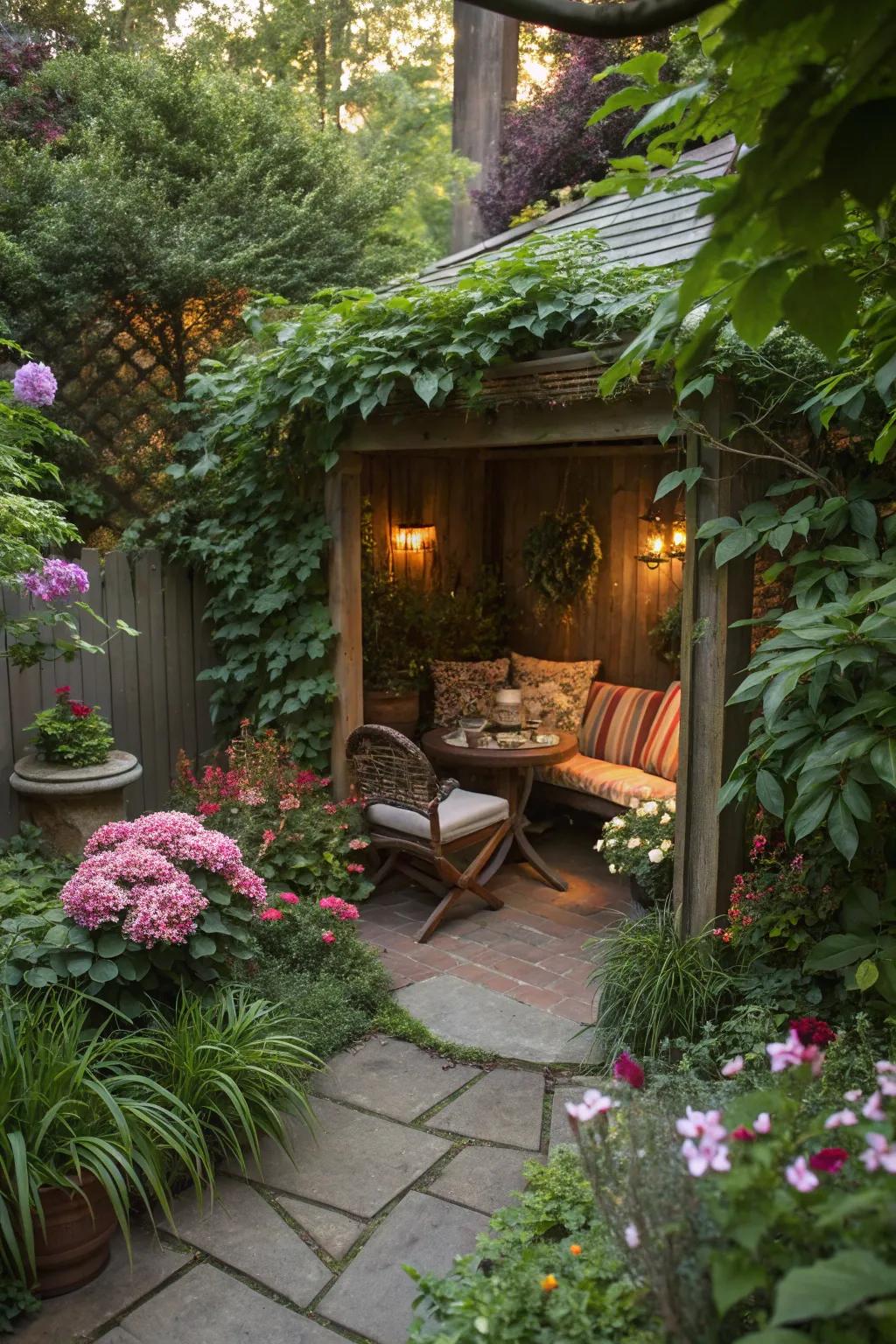 A garden nook delivers seclusion and peace.