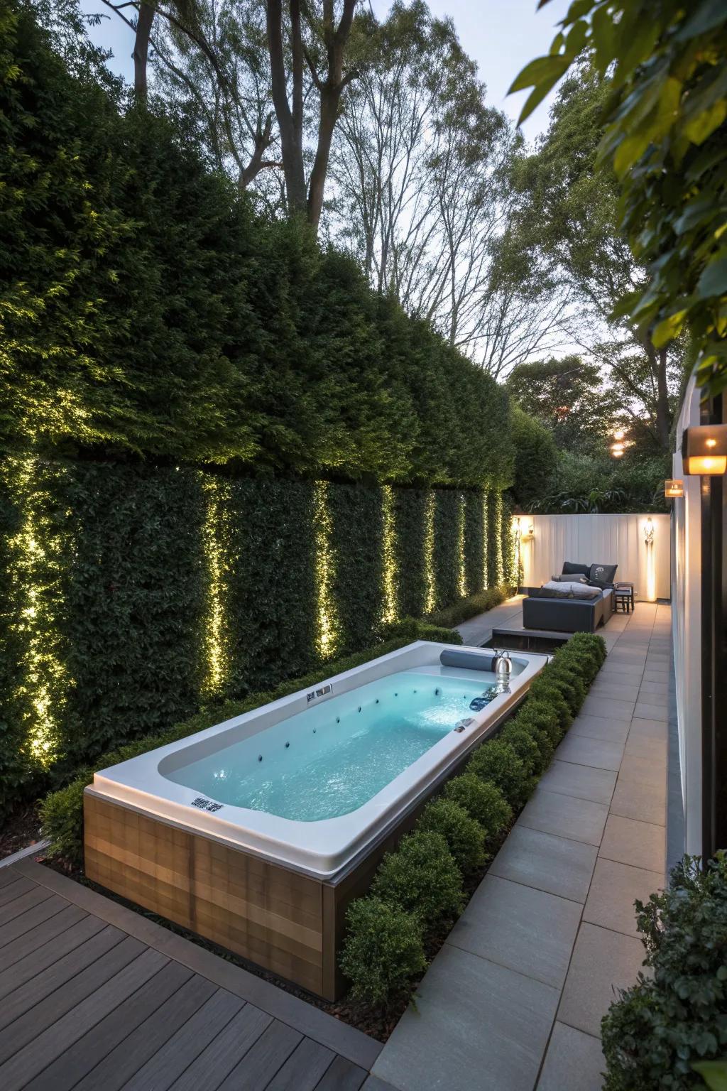 Privacy walls can change your swim spa area into a personal haven.