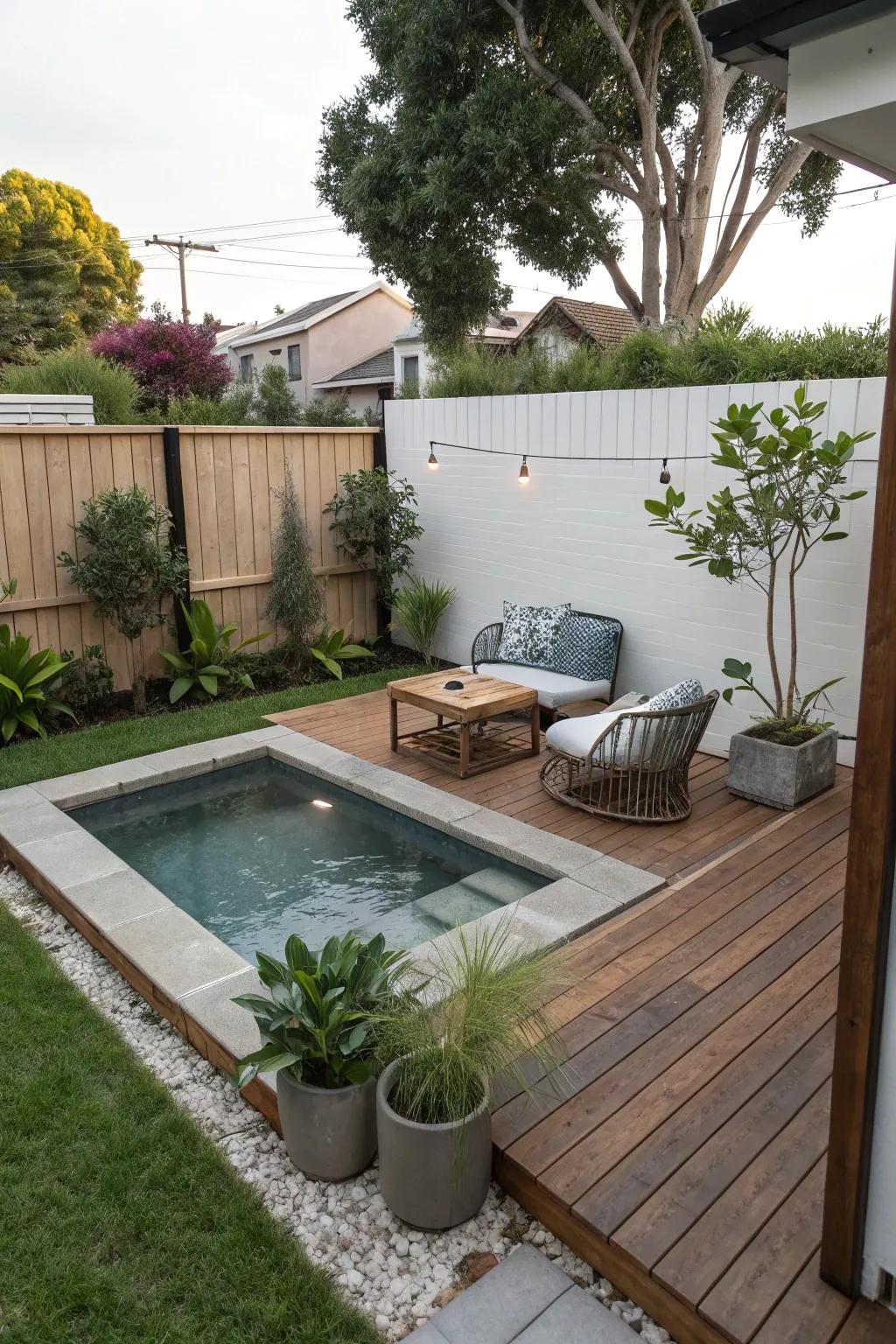 A compact pool is ideal for smaller yards.