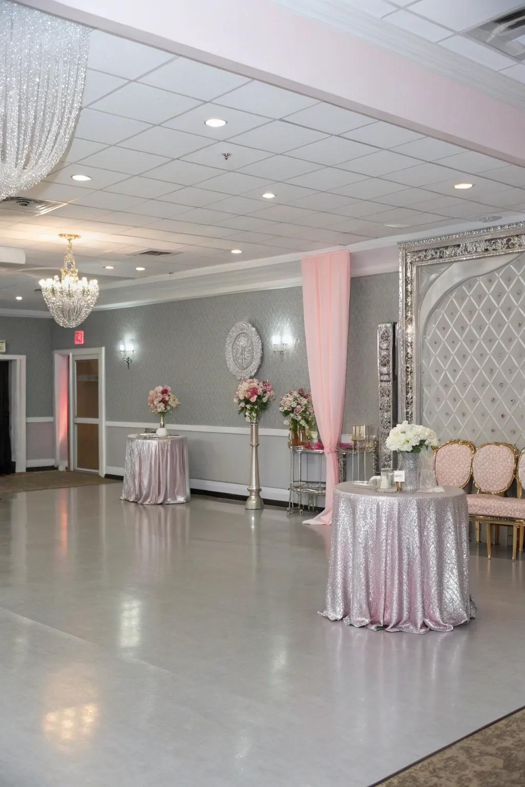 Achieve sophistication using subdued and metallic color stories.