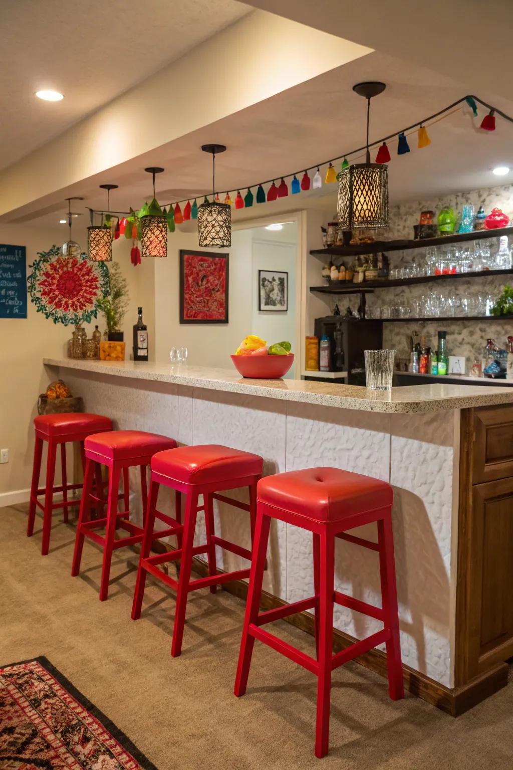 A splash of color brings life and energy to your bar.