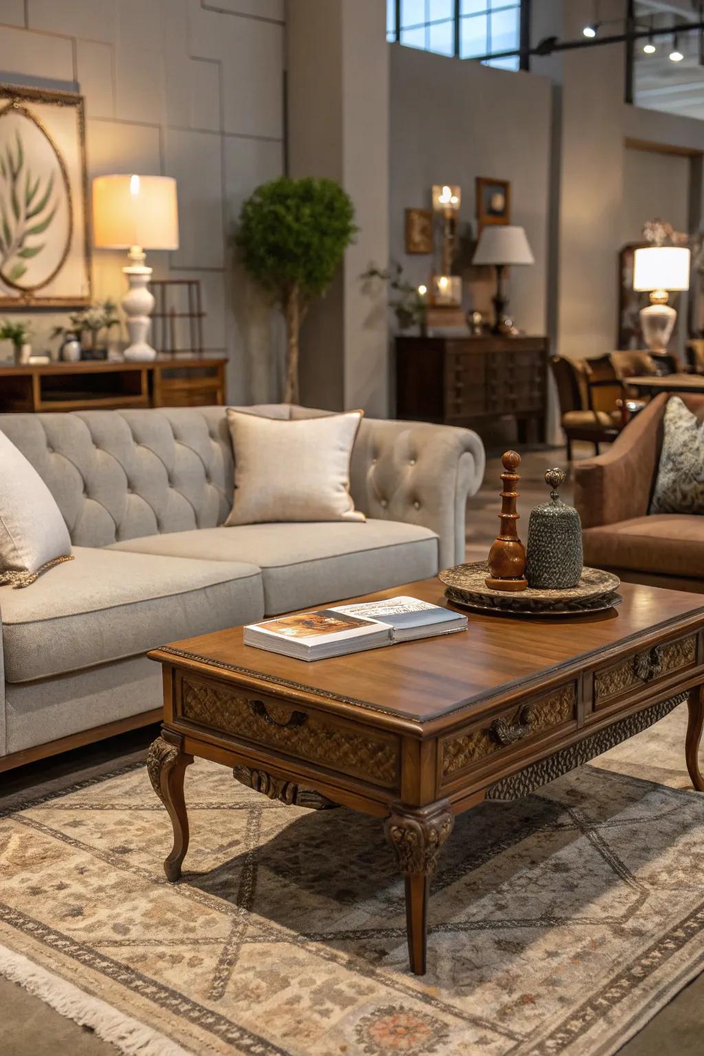 A blend of modern and vintage aspects fashions a distinctive look.