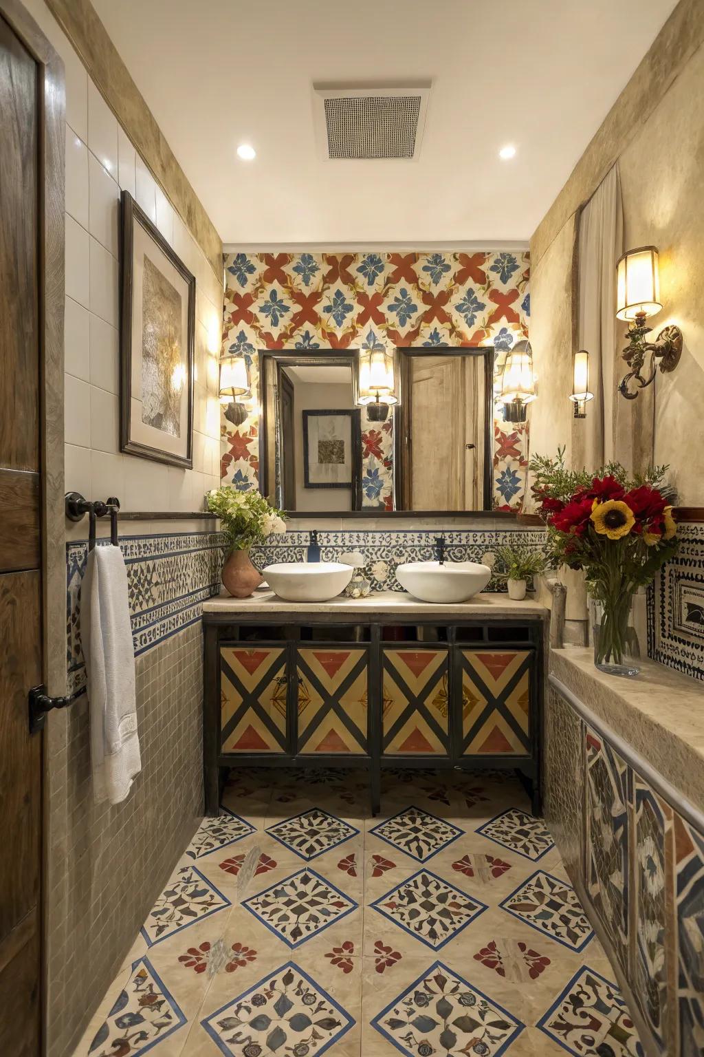 Contribute artistic impression using unique designs within your restroom.