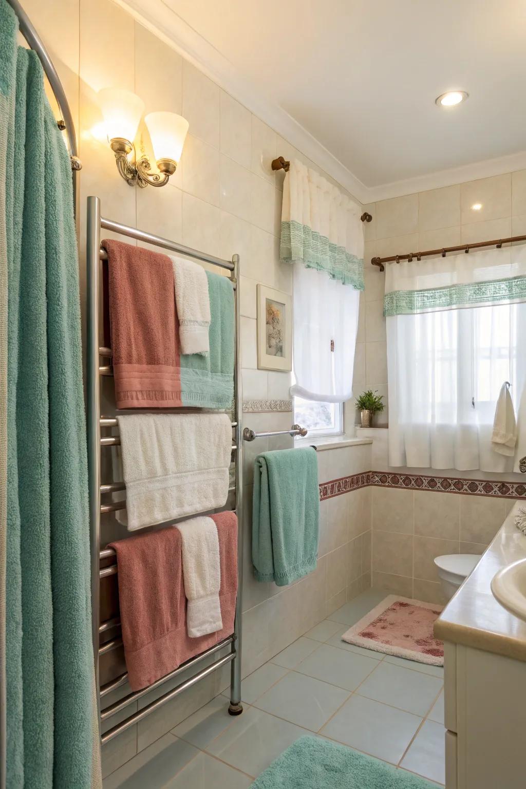 Create balance with a coordinated color plan for your towels.