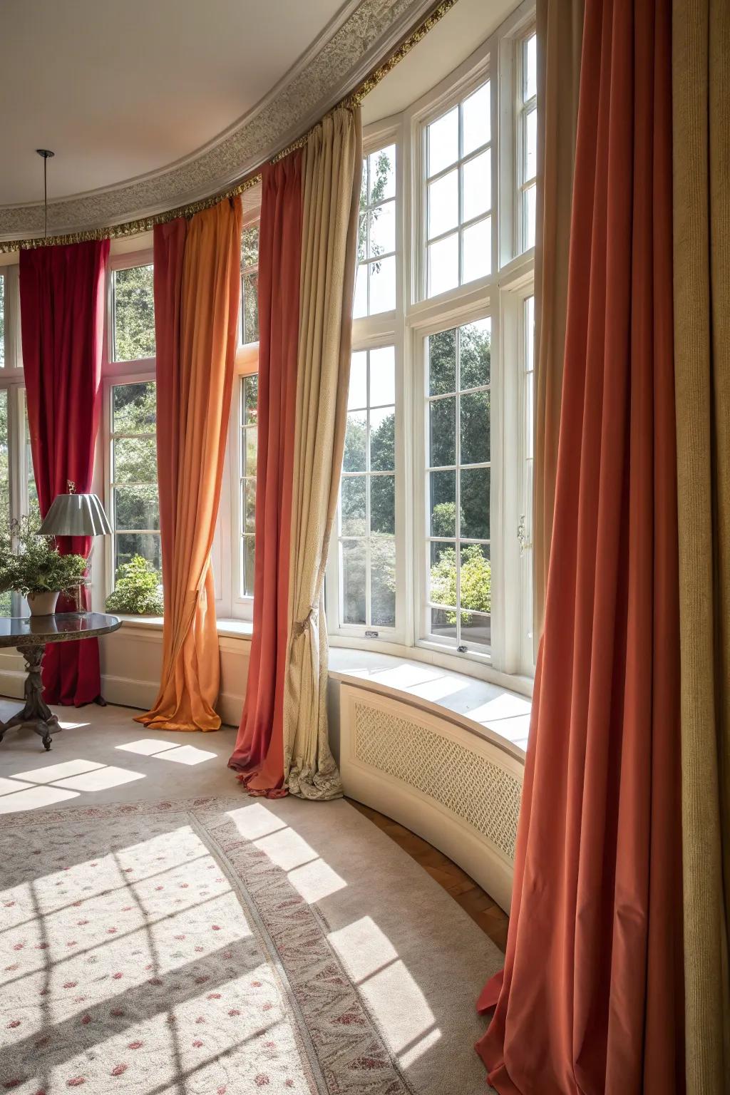 Create a bold declaration with captivating curtains encircling your bay window.