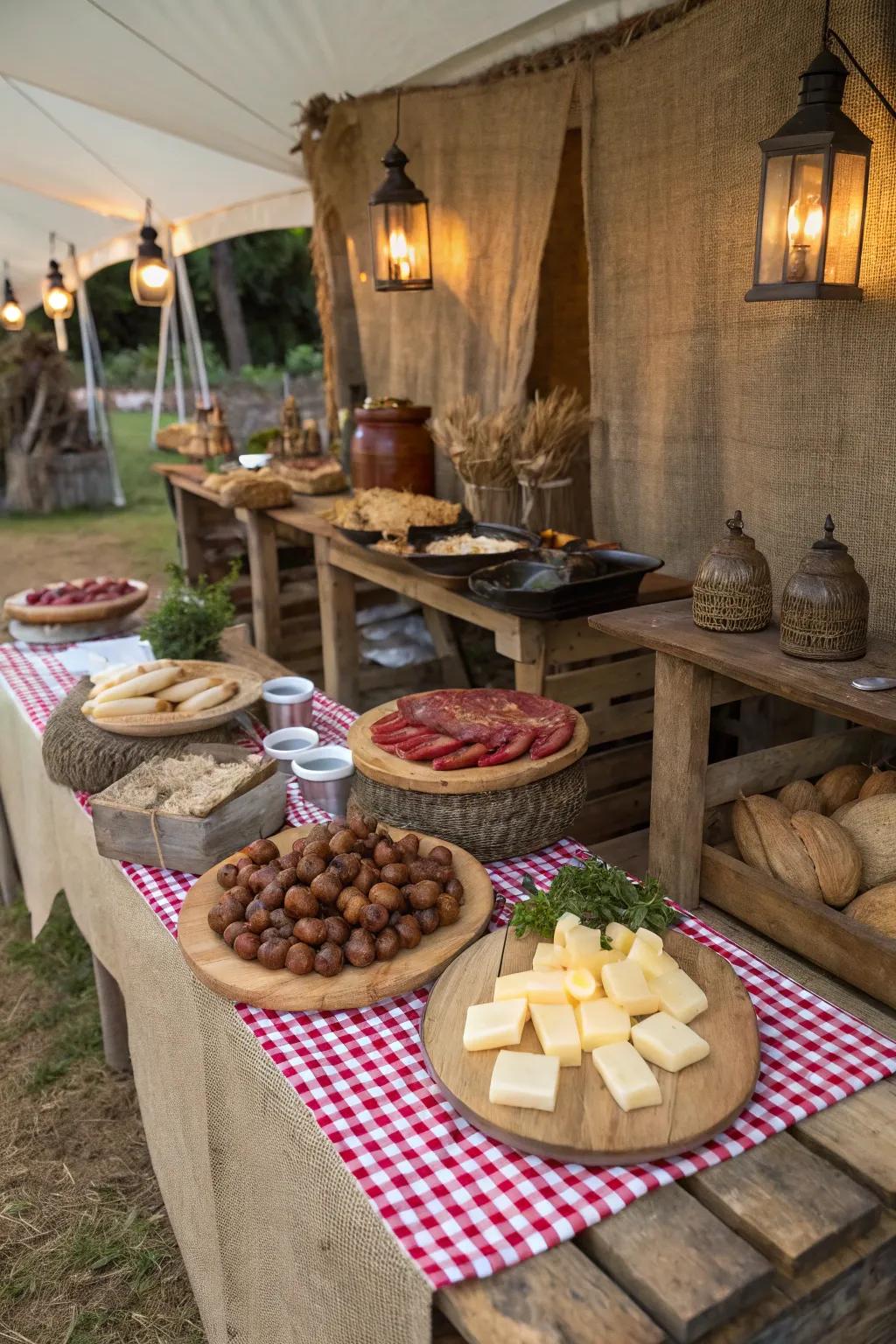 A delightful Rustic Farmhouse Feast spotlighting local flavors.