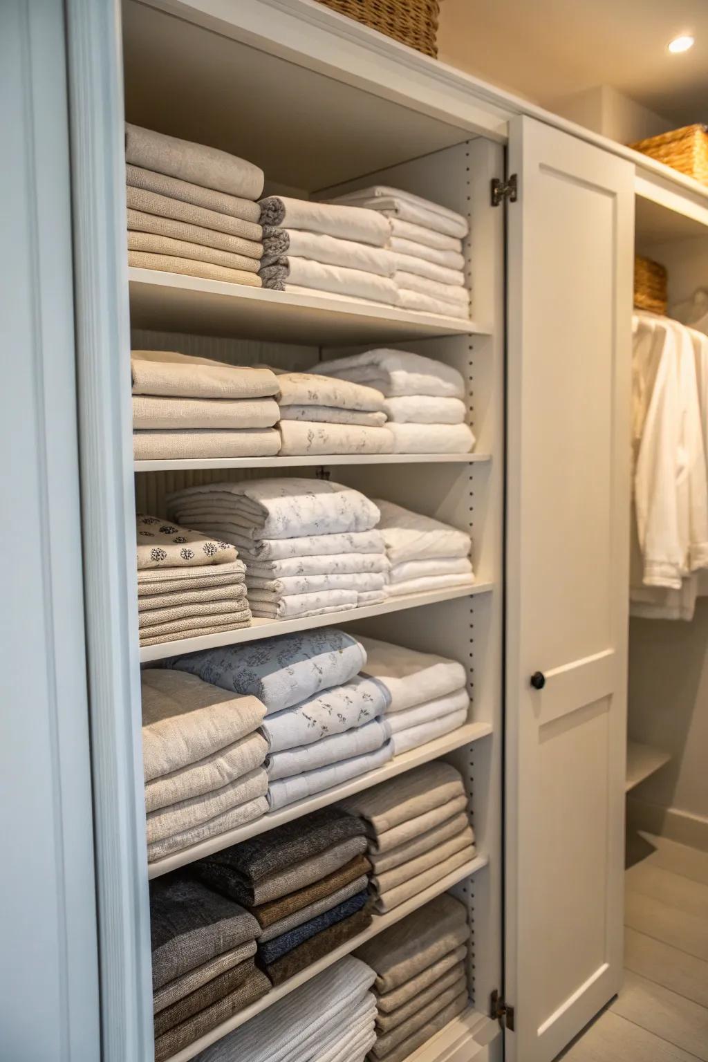 Tiered shelving enhances storage in small areas.