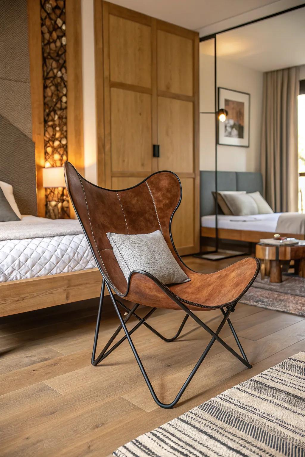 Butterfly chairs offer a casual yet stylish seating solution, creating a laid-back atmosphere.