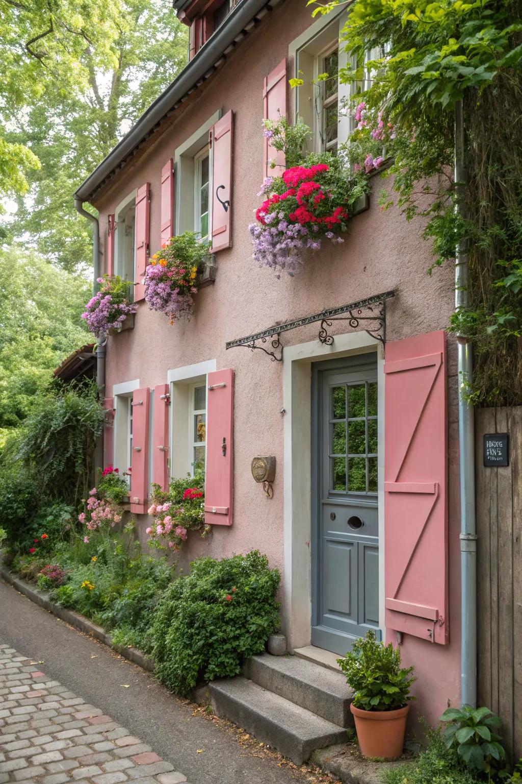 Gentle pink infuses a playful touch to this charming home.