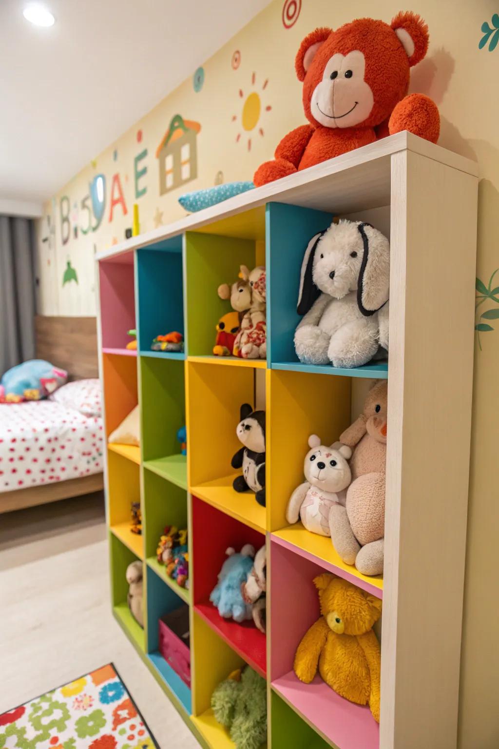 Shelves are both storage and a vibrant design element.