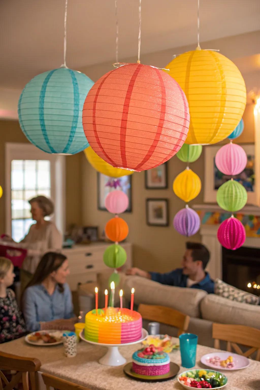 Parchment globes introduce an enchanting overhead visual.