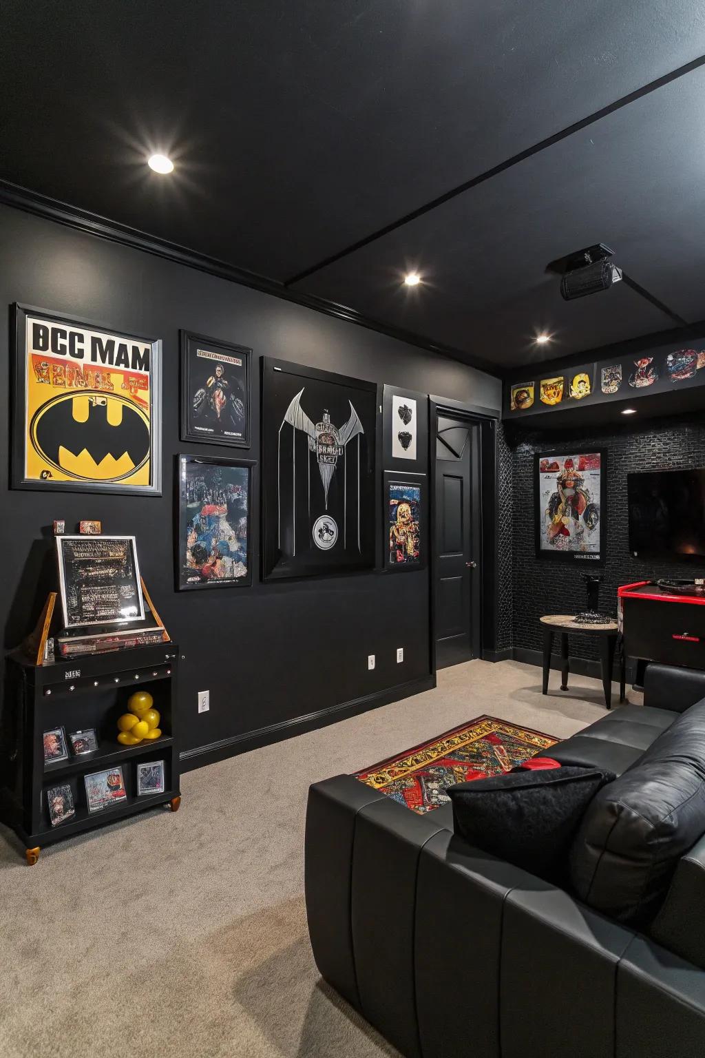 A themed game room introduces a personal element that showcases gaming interests.