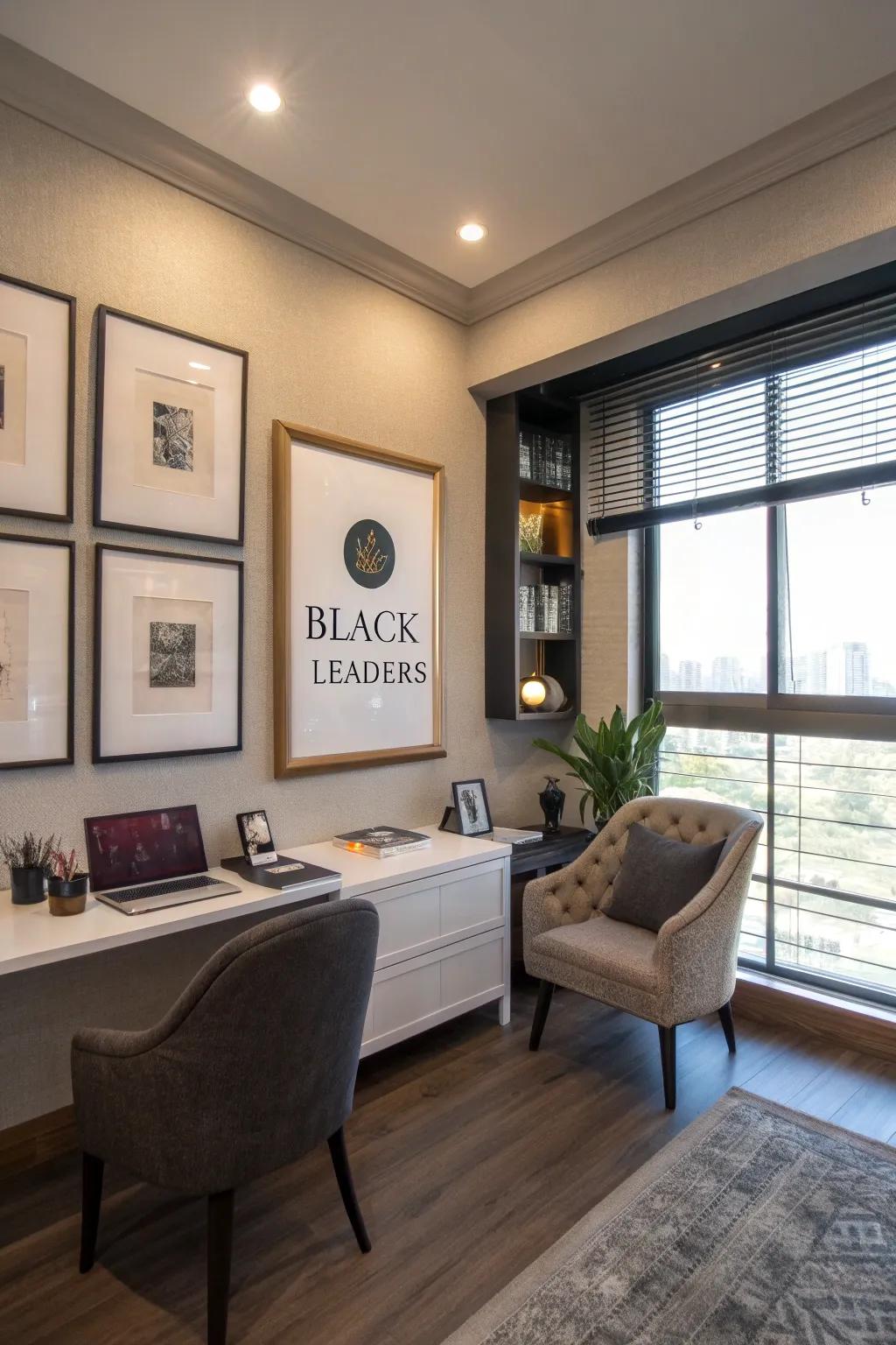 Framed sayings from Black leaders provide everyday inspiration.