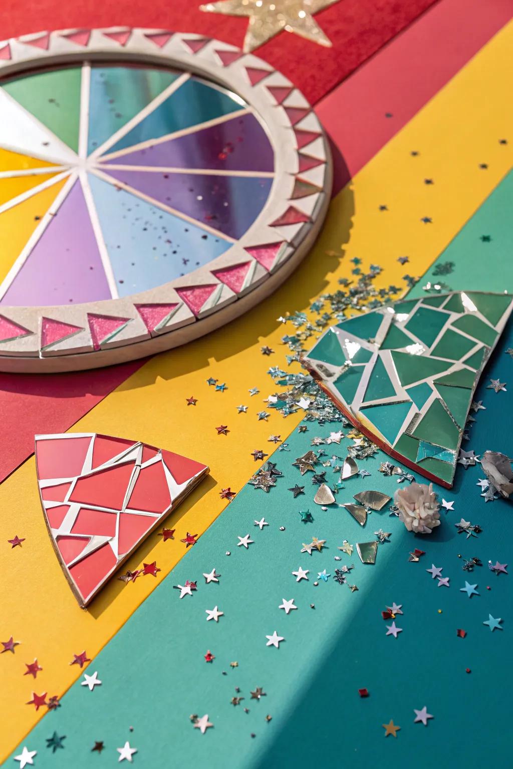 Vivid backgrounds cause mirror art to stand out with contrast.