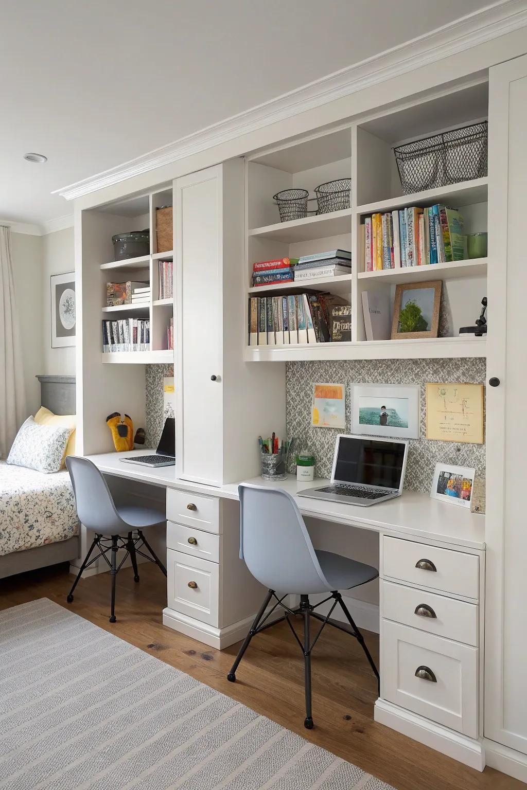 A dual workspace for shared areas, perfect for working together.