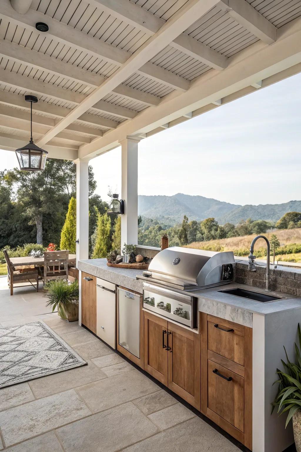 Open-air culinary space in a California room for open-air eating.