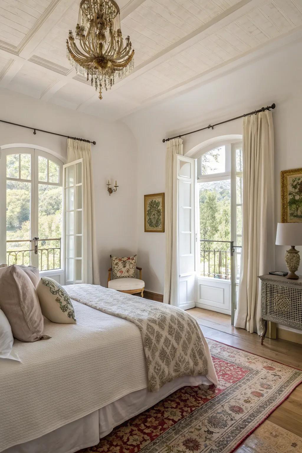 Mellow white walls provide a pure and airy feel.