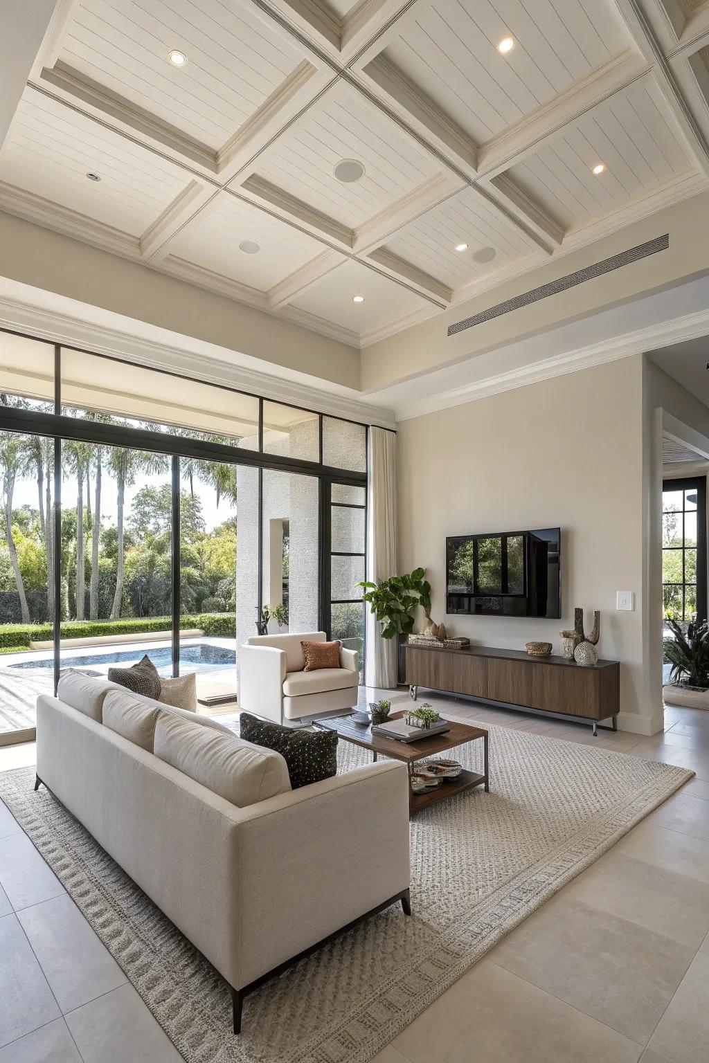 Embrace simplicity with a contemporary, minimalist ceiling design.