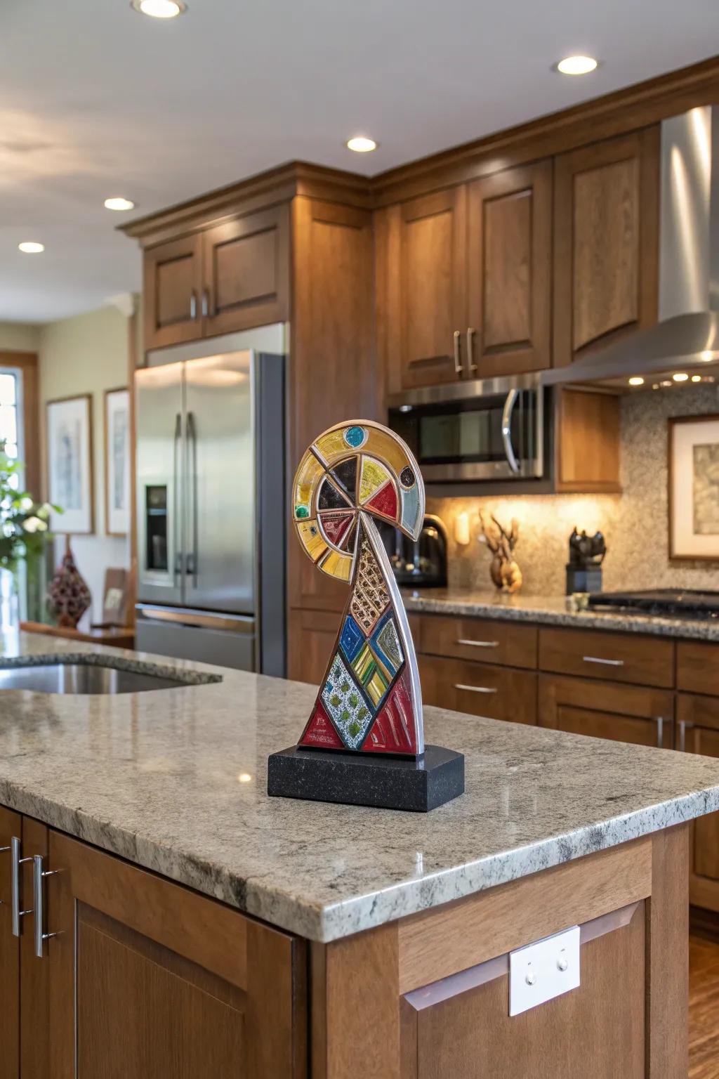 Infuse personality using artistic aspects on your kitchen island.
