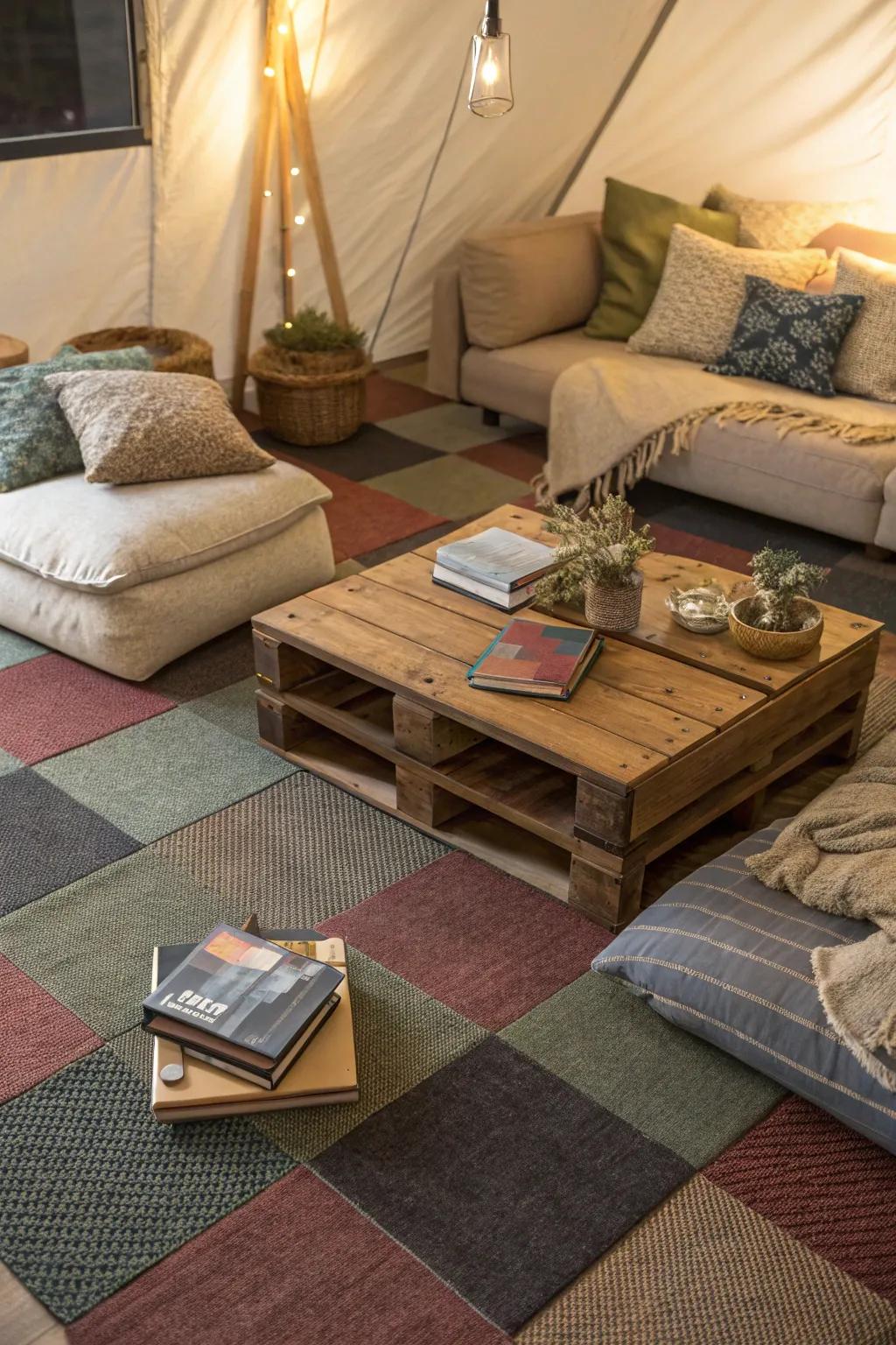 Rugging squares: blend and pair to gain a tailored feel.