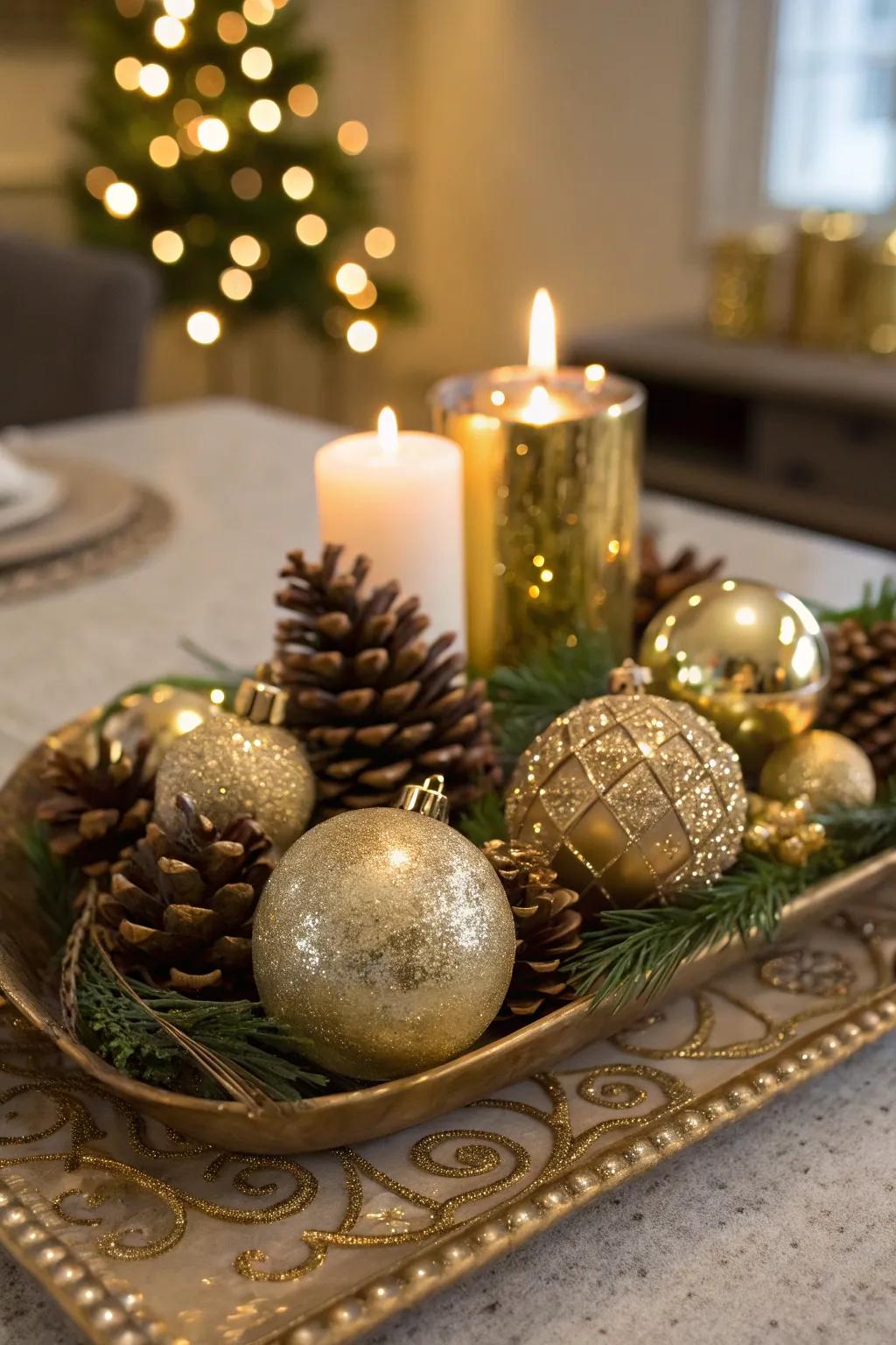 Gilded ornaments layer a dash of glamour onto your celebratory feast.