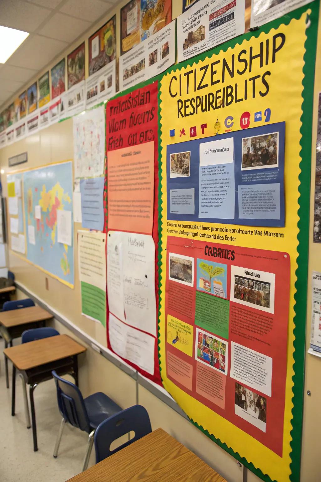 Learning content about citizenship on display.