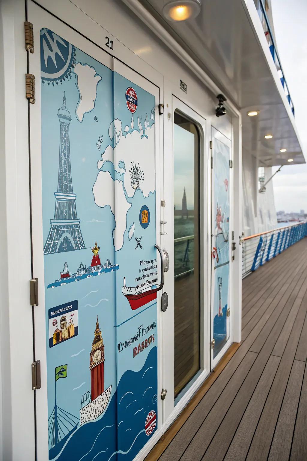 Commemorate your cruise schedule using destination-themed decorations.
