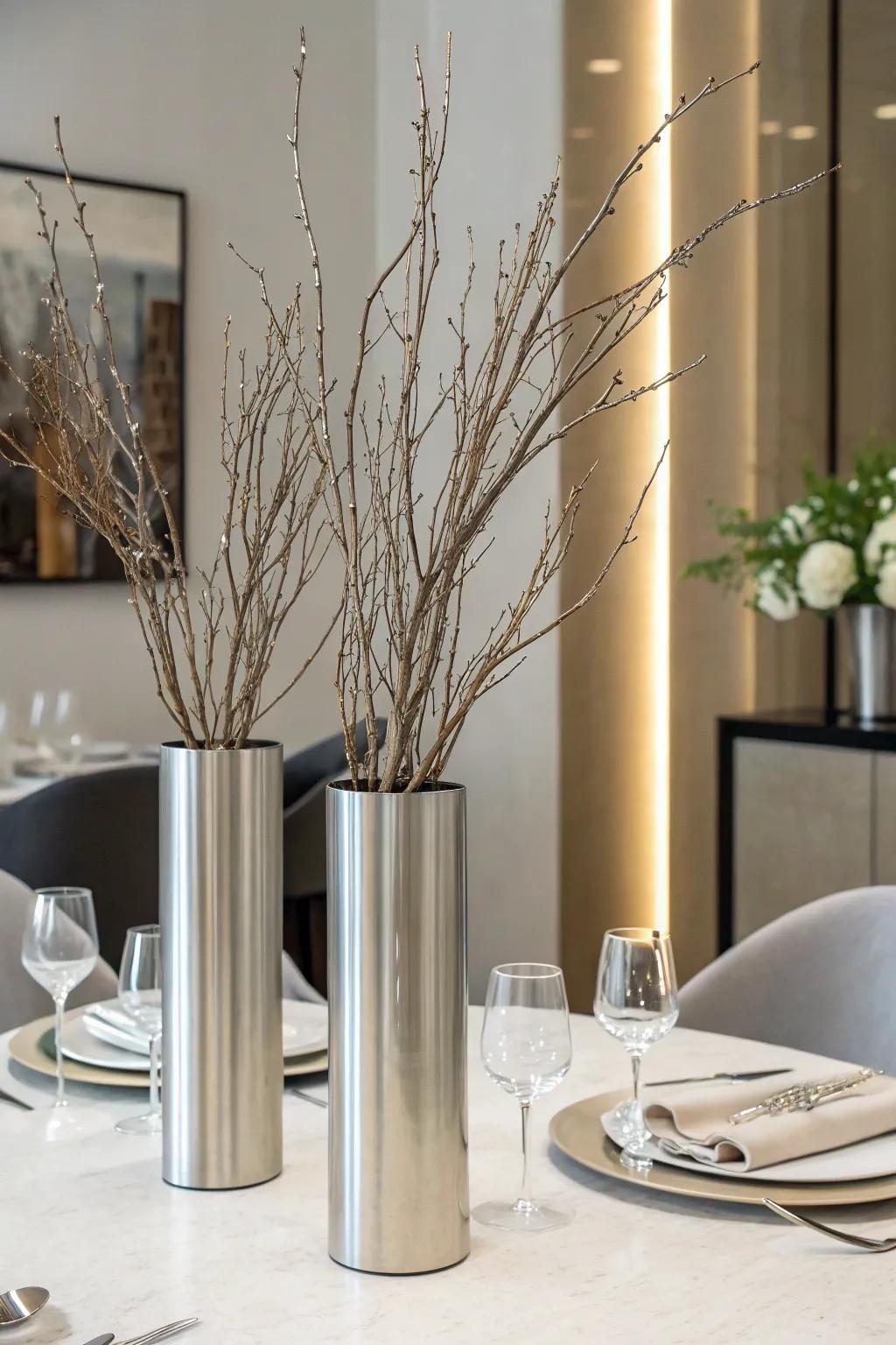 Metallic accents provide a contemporary touch.