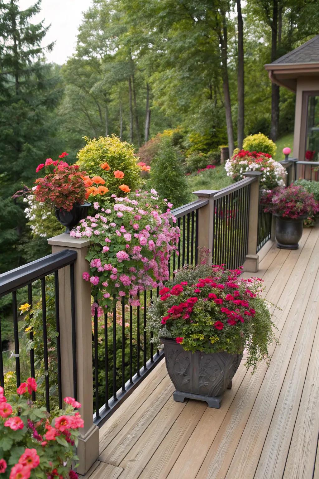 Floral box railings introduce a trace of nature to your deck.