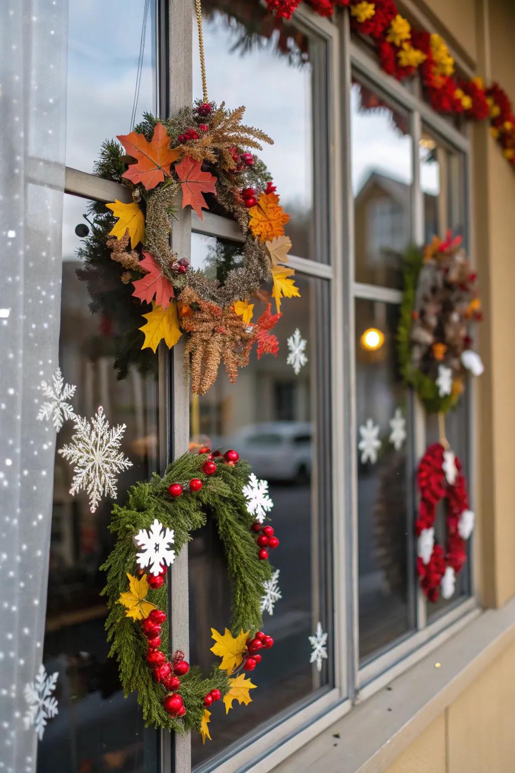 Seasonal ornaments render timely charm and jubilation to your windows.
