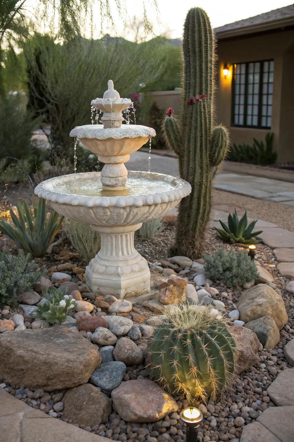 An aquatic accent introduces serenity and surprise to desert gardens.