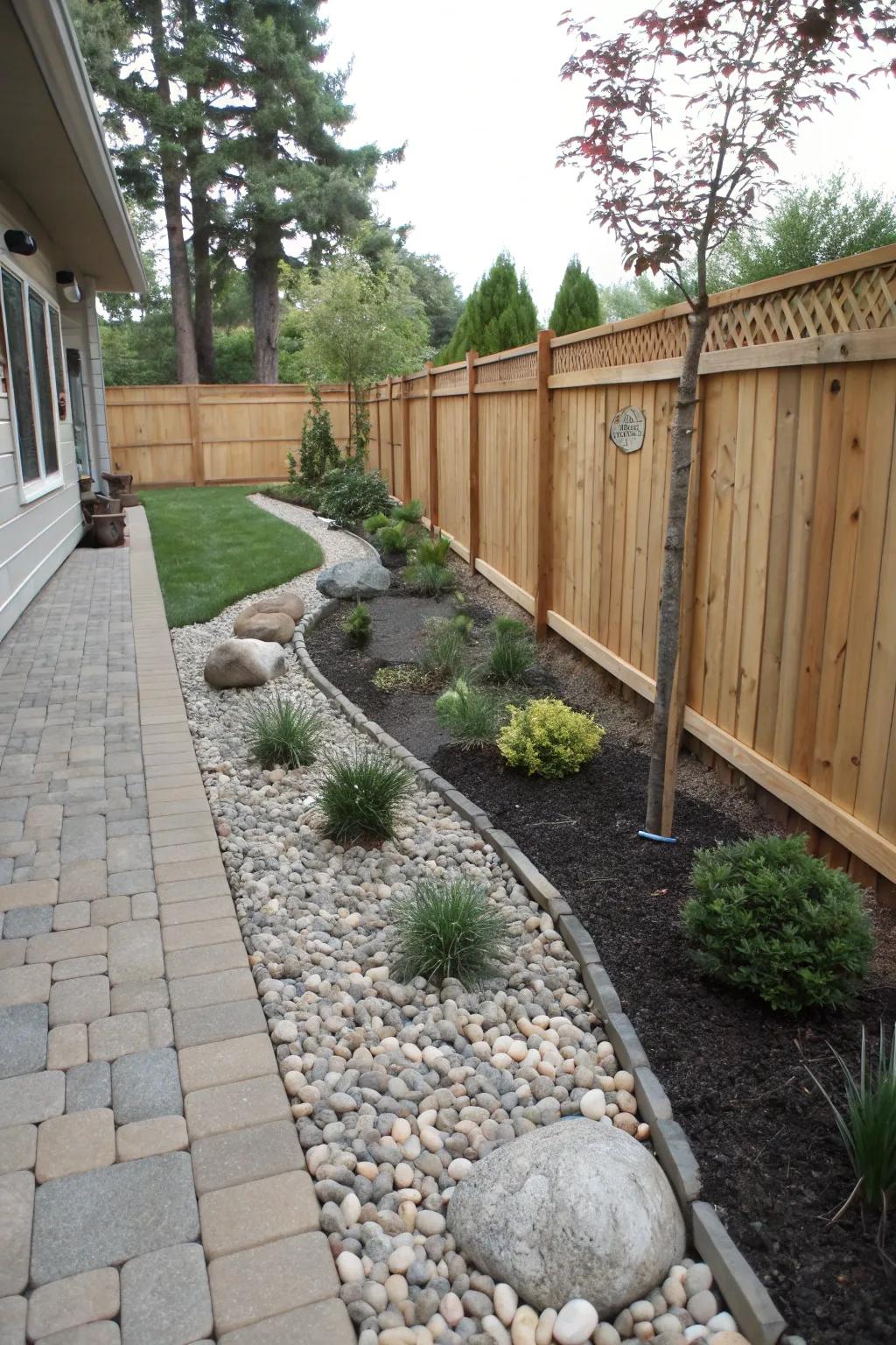 Ornamental elements infuse the area with beauty and tranquility.