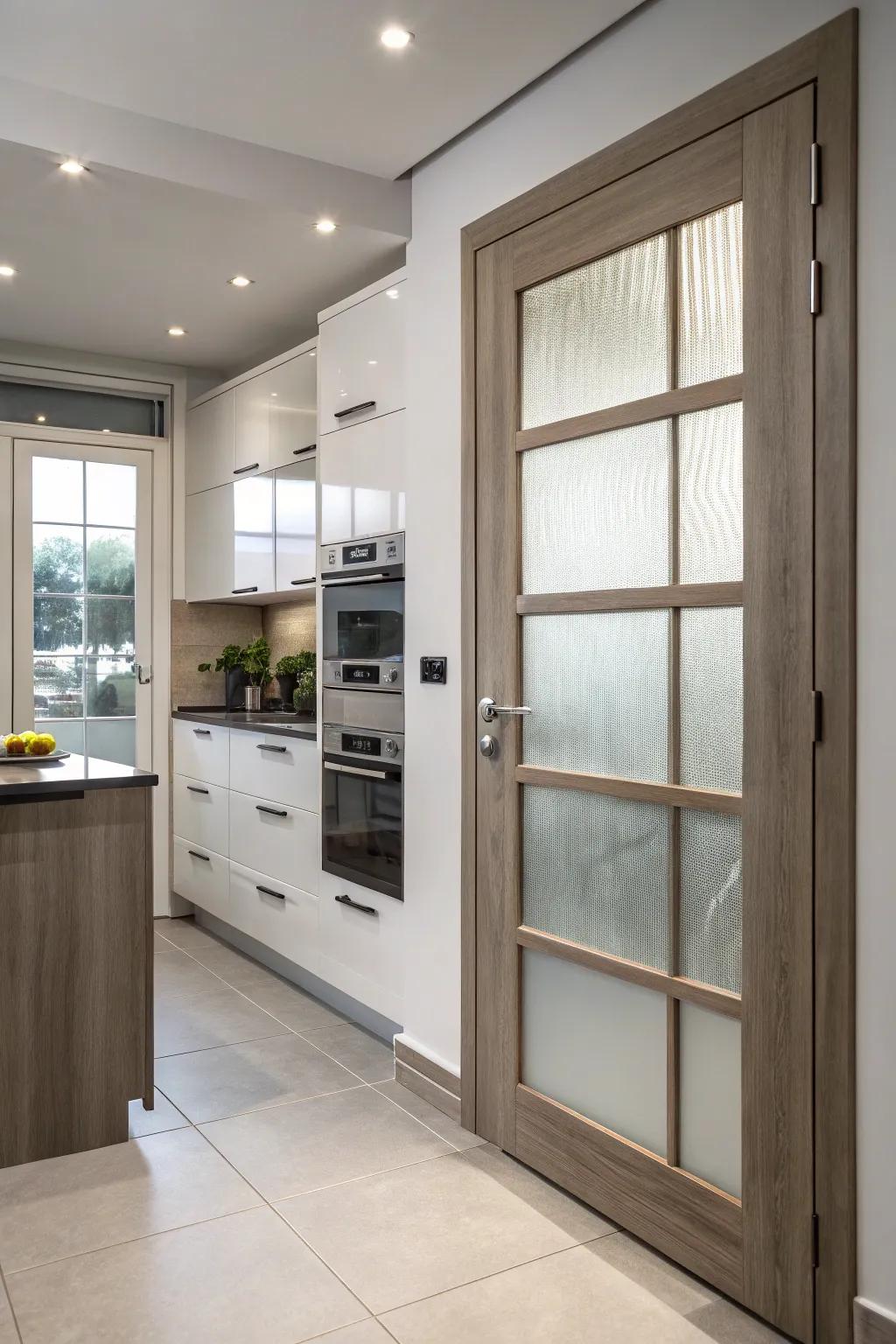 Seclusion meets luminosity via obscured glass panels.