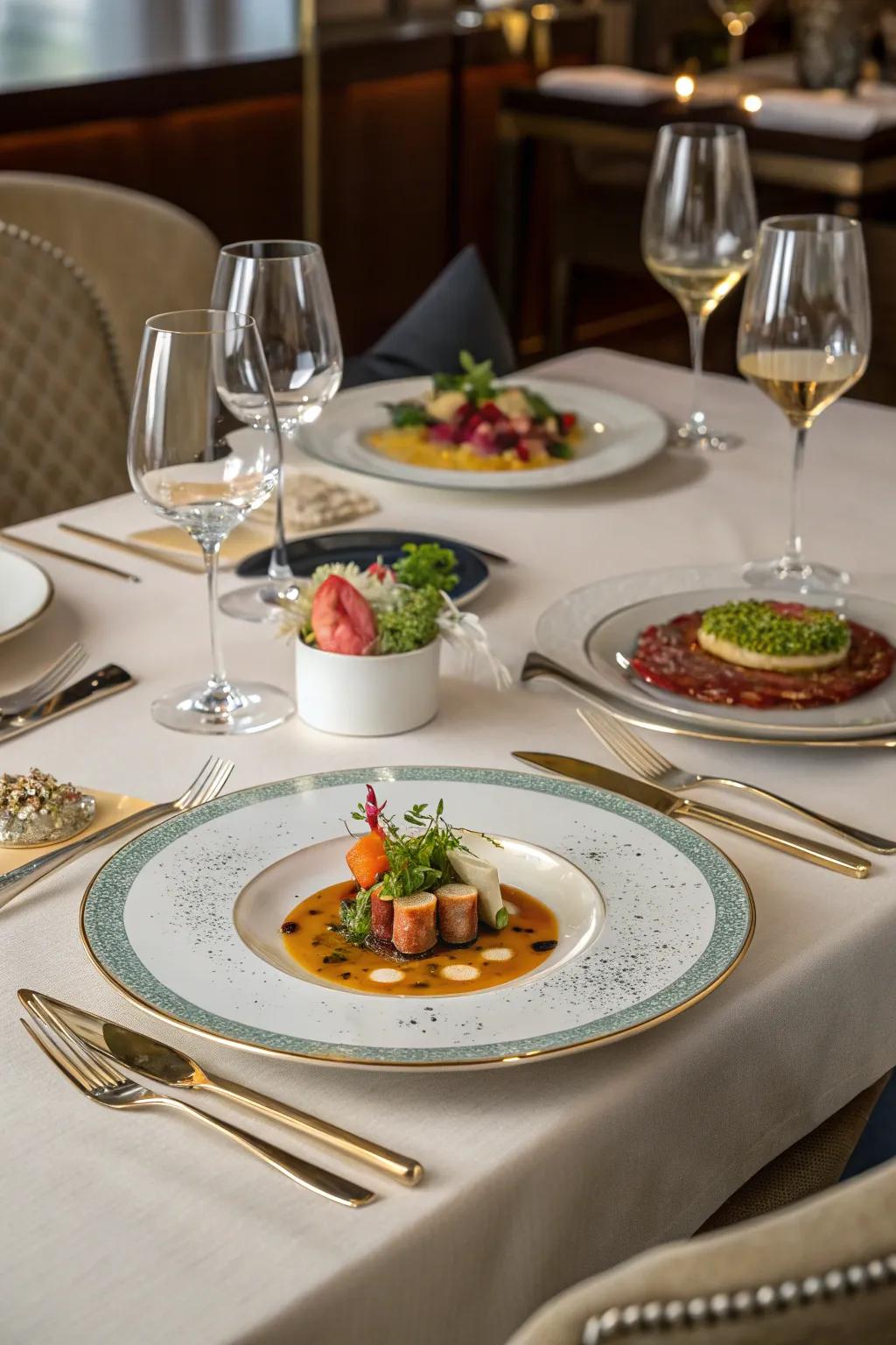 An elegantly set table offering a gourmet dining experience.