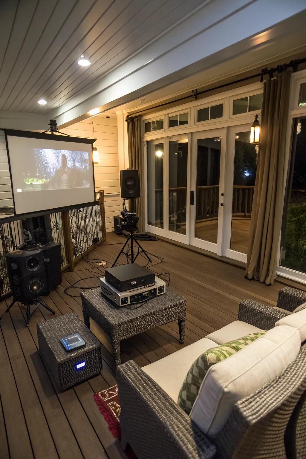 An enclosed deck redesigned as a media hub.
