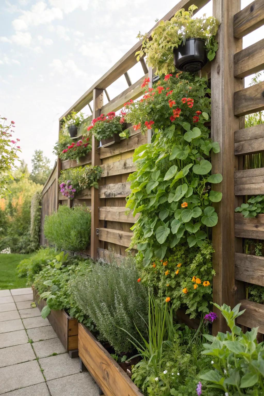 Vertical gardening enriching every level.