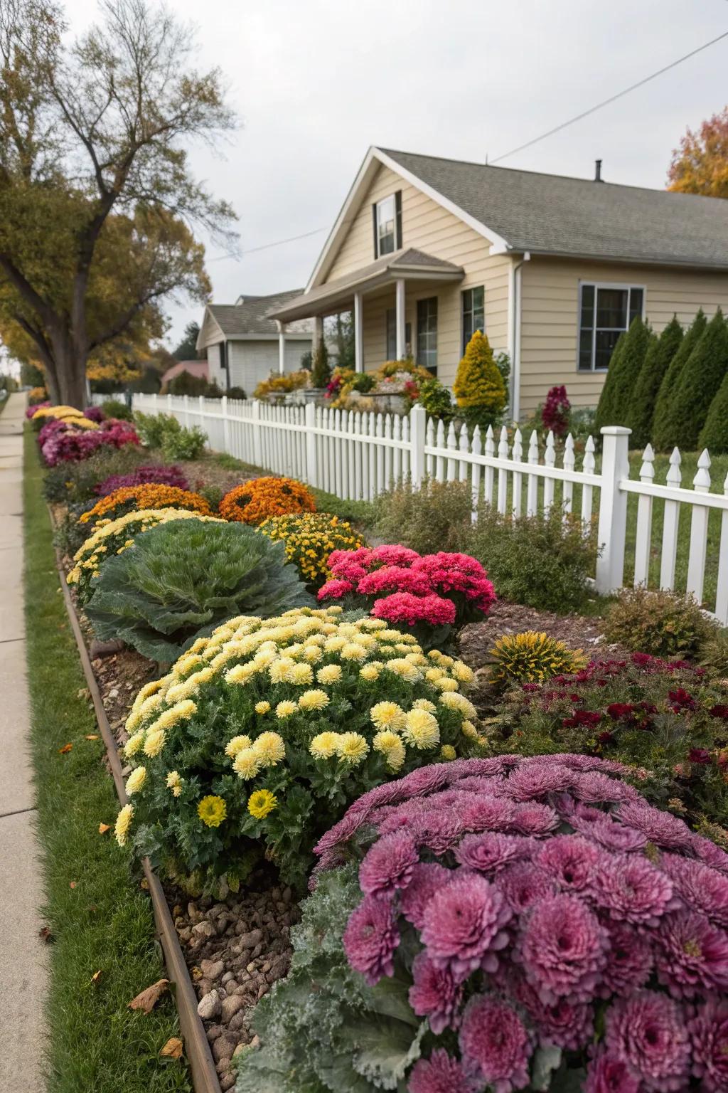 Introduce vibrant colors through season-appropriate blooms and greenery.