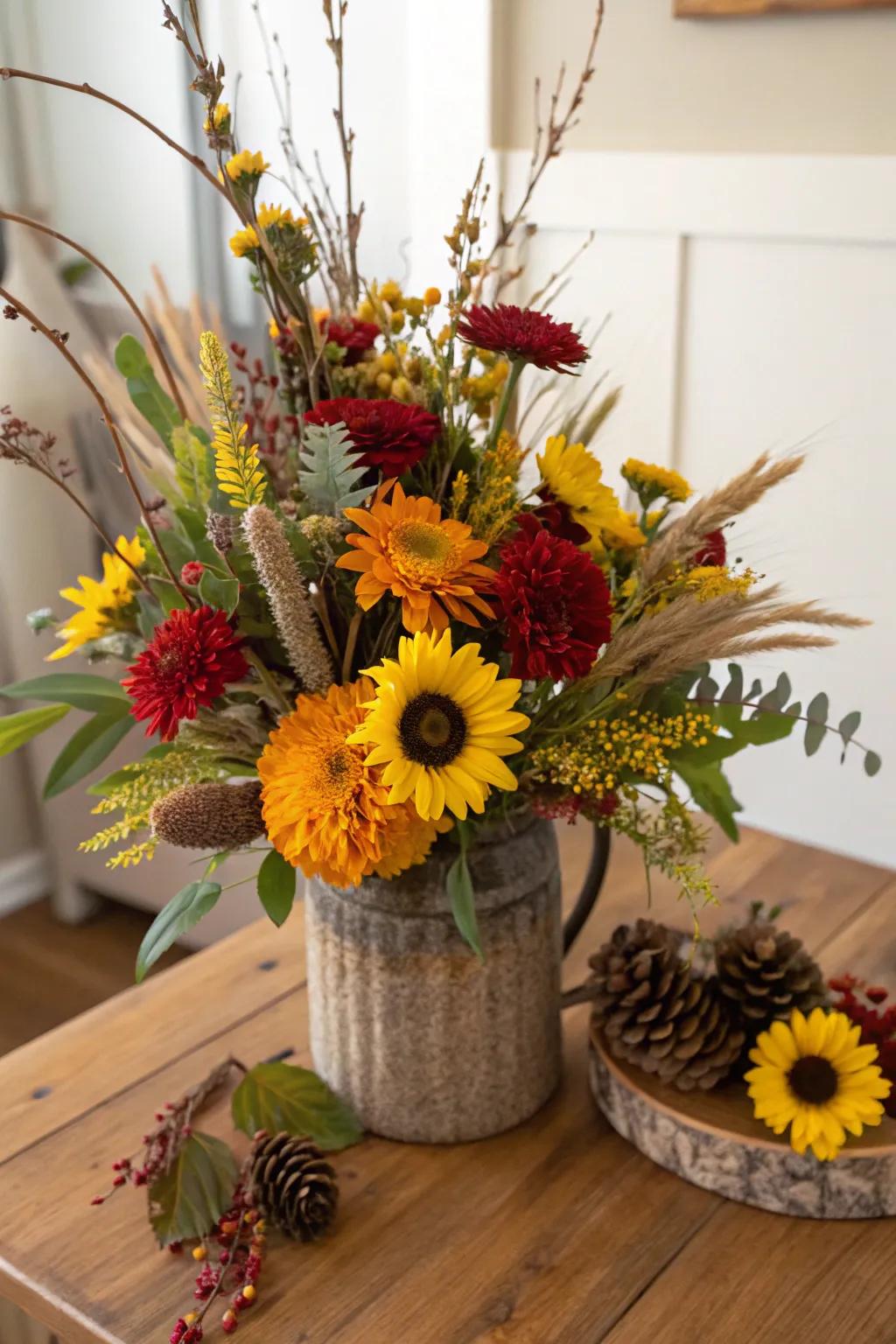 Seasonal bloom compositions introduce dynamic colors into your autumn decor.