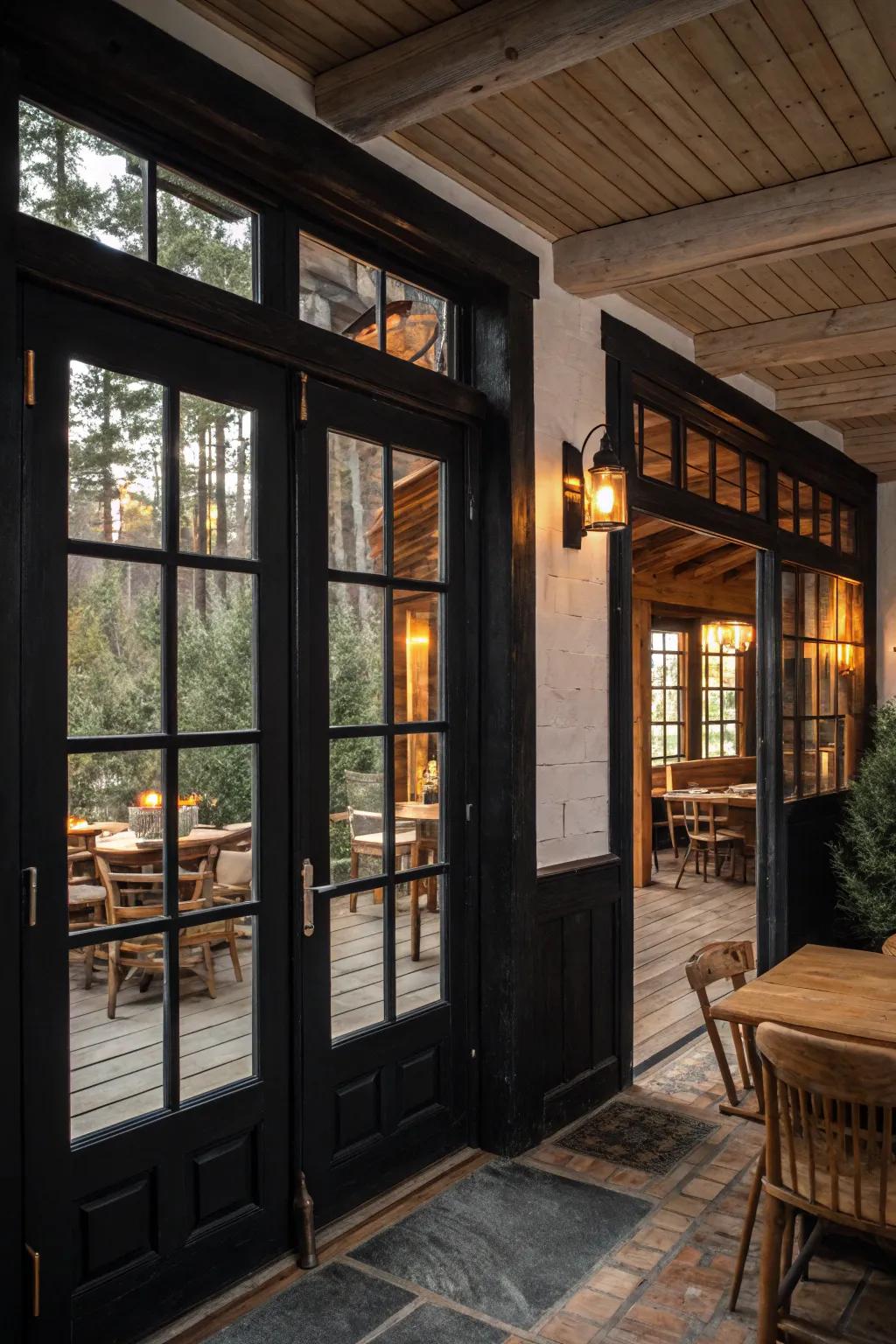 Black accents bring a contemporary detail to this country setting.