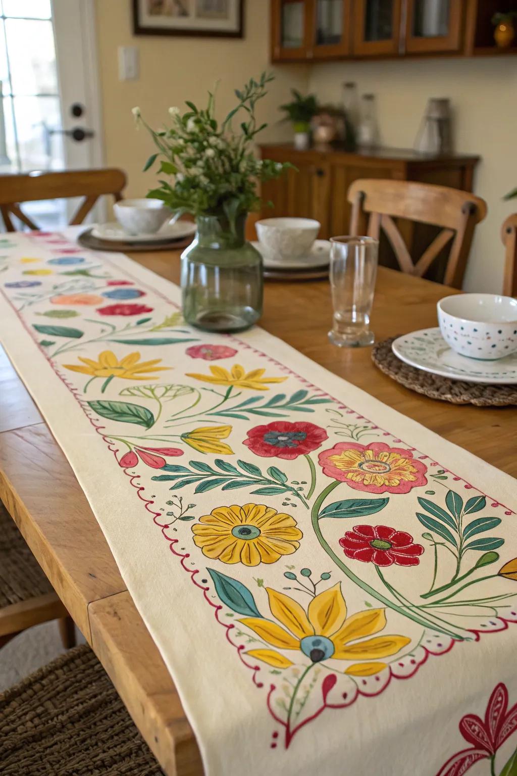 A DIY painted accent adds a unique touch to the decor.