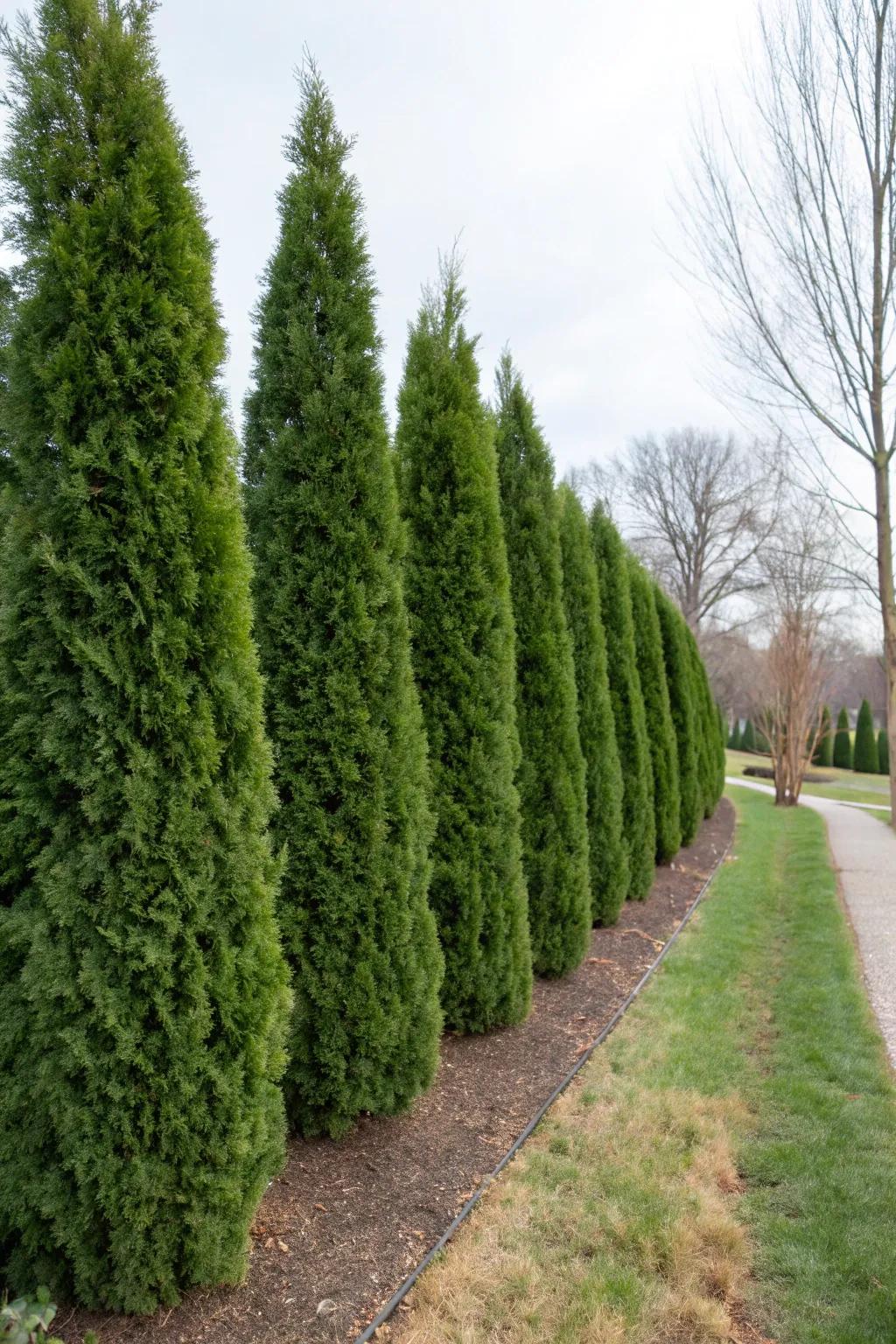 Eastern Arborvitae serves as a dependable selection for chilly climate hedging.
