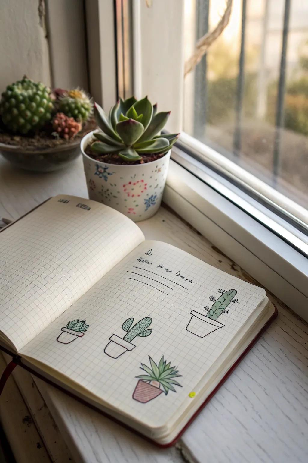 Easy succulent sketches offer a modern take on plant life.