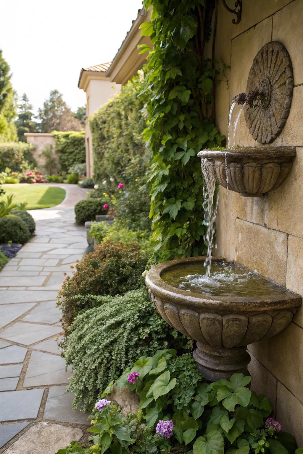 Maximize space with a stylish wall-mounted water feature.