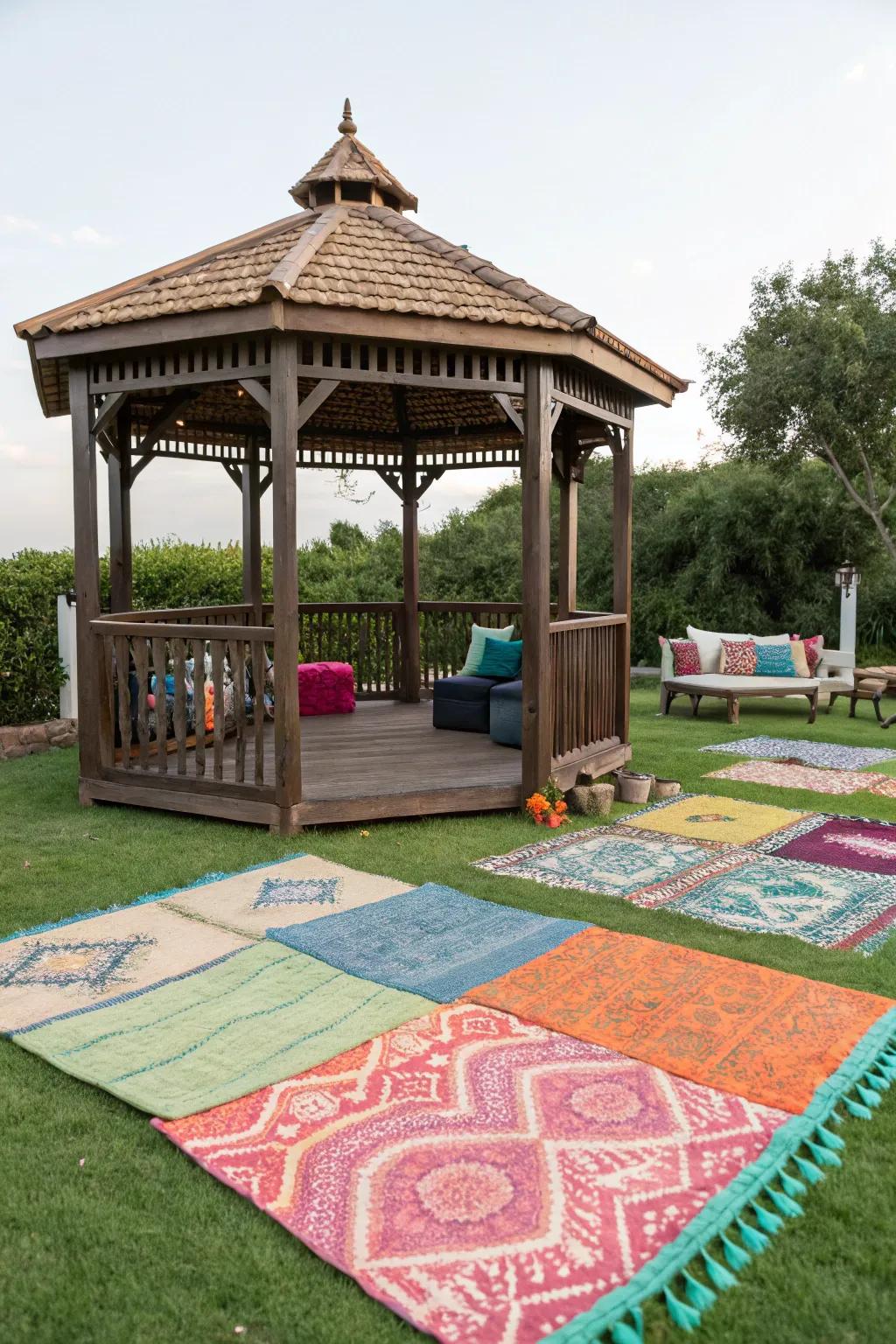 Outdoor fabrics introduce color and comfort without lasting alterations.